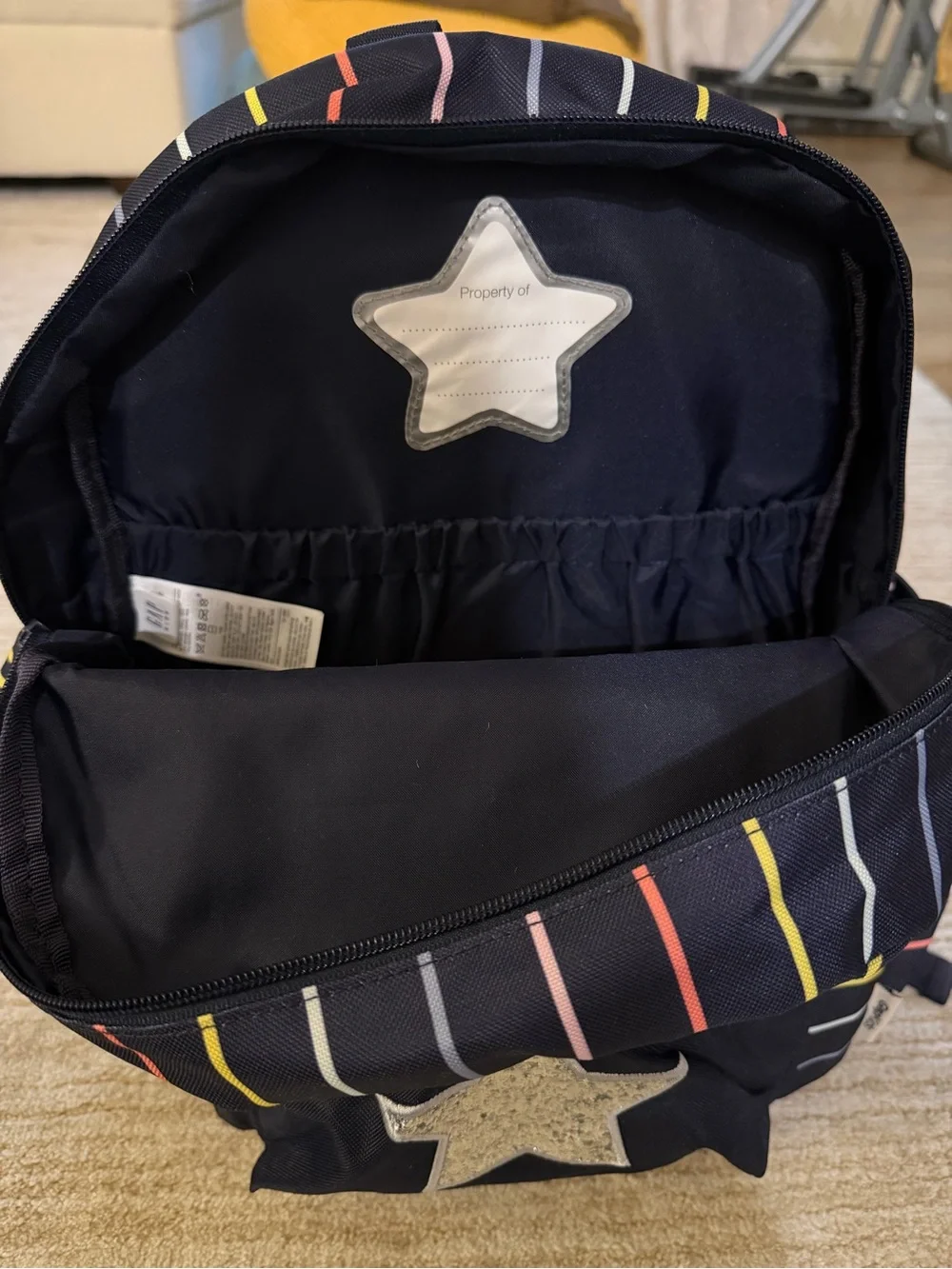 GAP Kids Navy Striped Backpack with Glitter Star